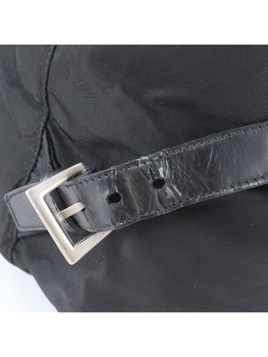 Prada Tessuto Nylon Triangle Logo Leather Backpack Black main image 9